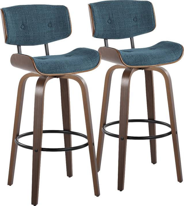 Tesshire II Teal Swivel Barstool, Set of 2 - Thumbnail - Image 1