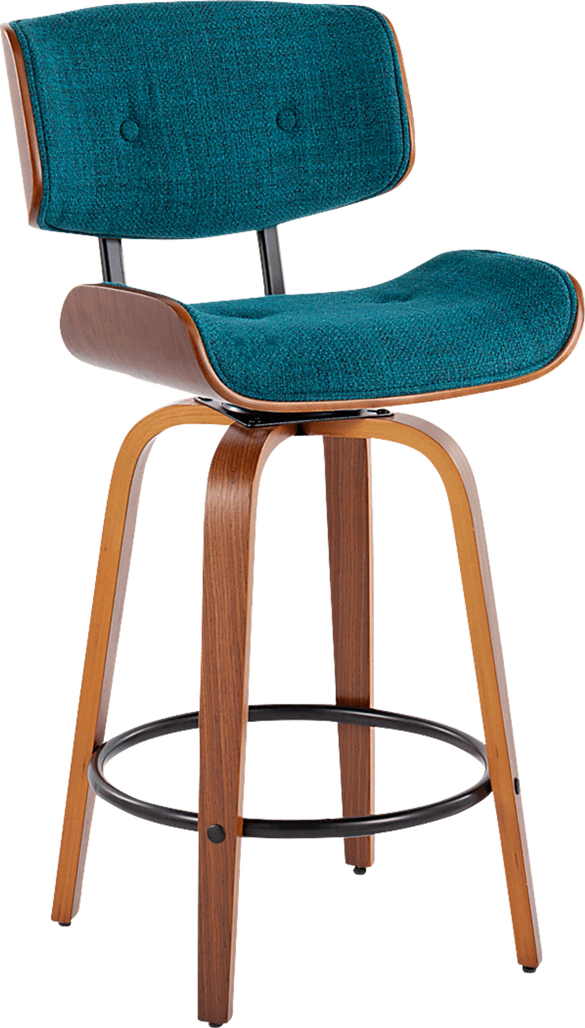 Tesshire II Teal Swivel Counter Height Stool, Set of 2 - Image 4
