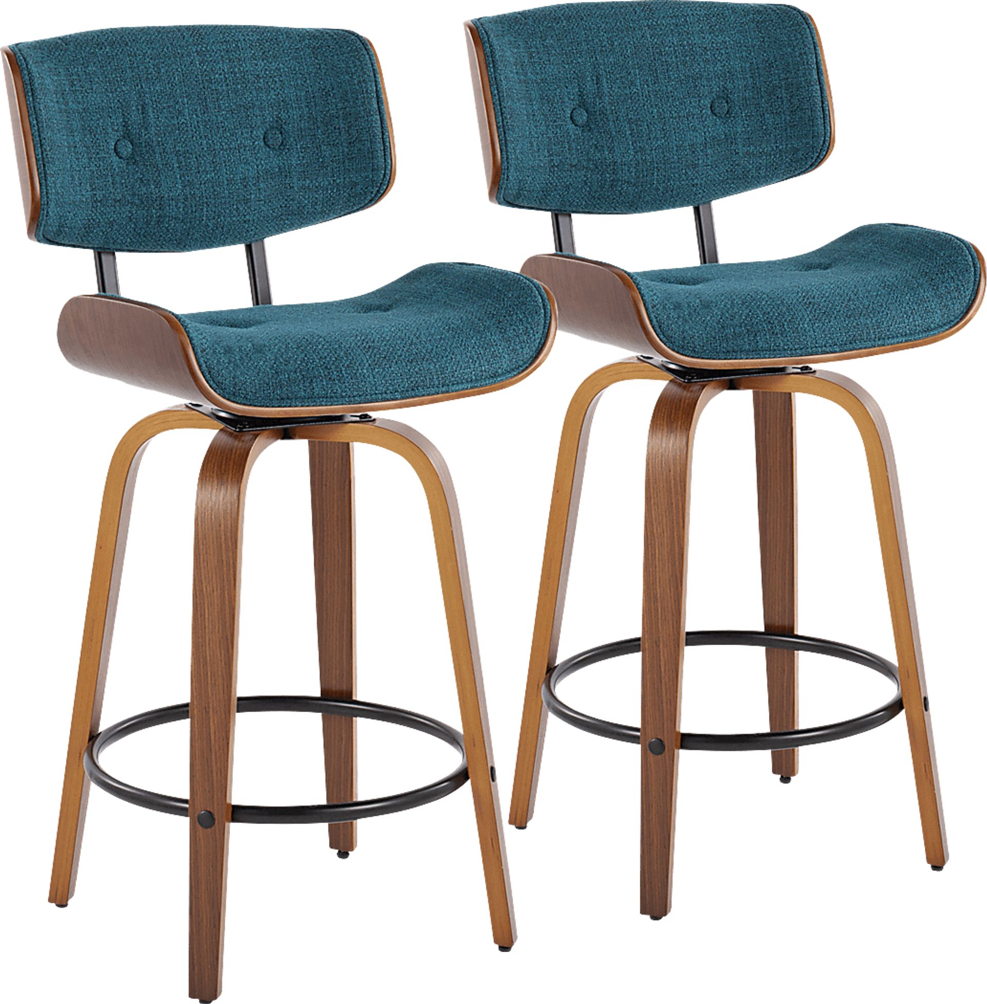 Tesshire II Teal Swivel Counter Height Stool, Set of 2 - Image 1