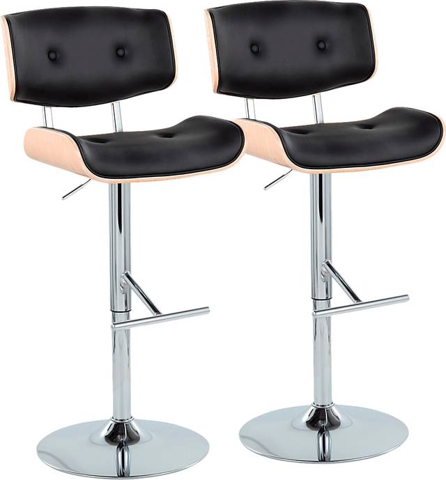 Tesshire III Black Adjustable Barstool, Set of 2 - Thumbnail - Image 1
