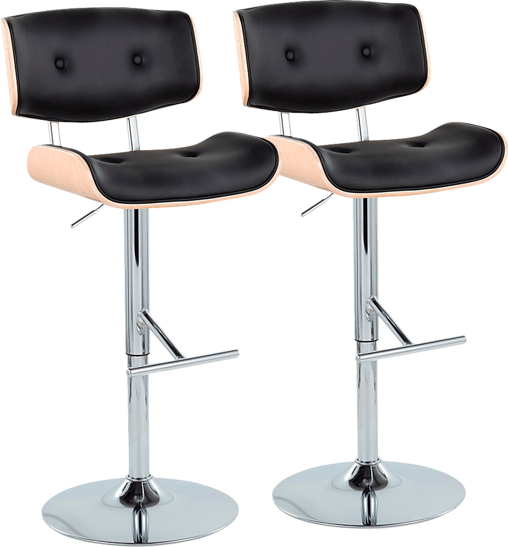 Tesshire III Black Adjustable Barstool, Set of 2 - Image 1