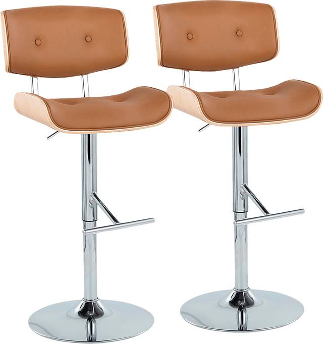 Tesshire III Camel Adjustable Barstool, Set of 2 - Thumbnail - Image 1