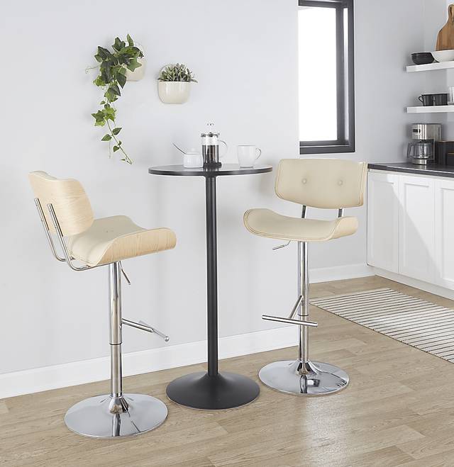 Tesshire III Cream Adjustable Barstool, Set of 2 - Thumbnail - Image 3