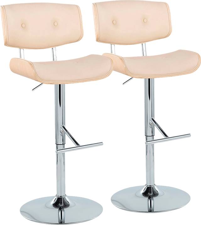 Tesshire III Cream Adjustable Barstool, Set of 2 - Thumbnail - Image 1