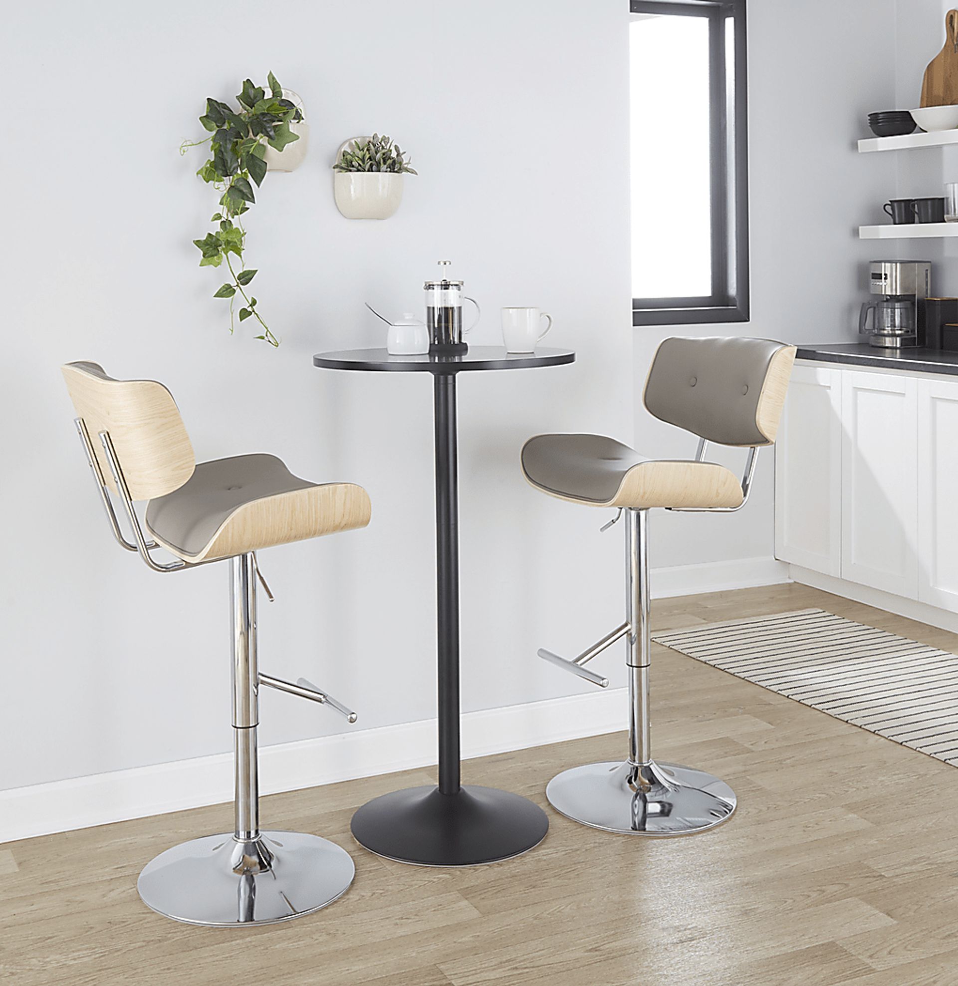 Tesshire III Light Gray Adjustable Barstool, Set of 2 - Image 2