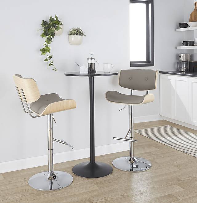 Tesshire III Light Gray Adjustable Barstool, Set of 2 - Thumbnail - Image 3