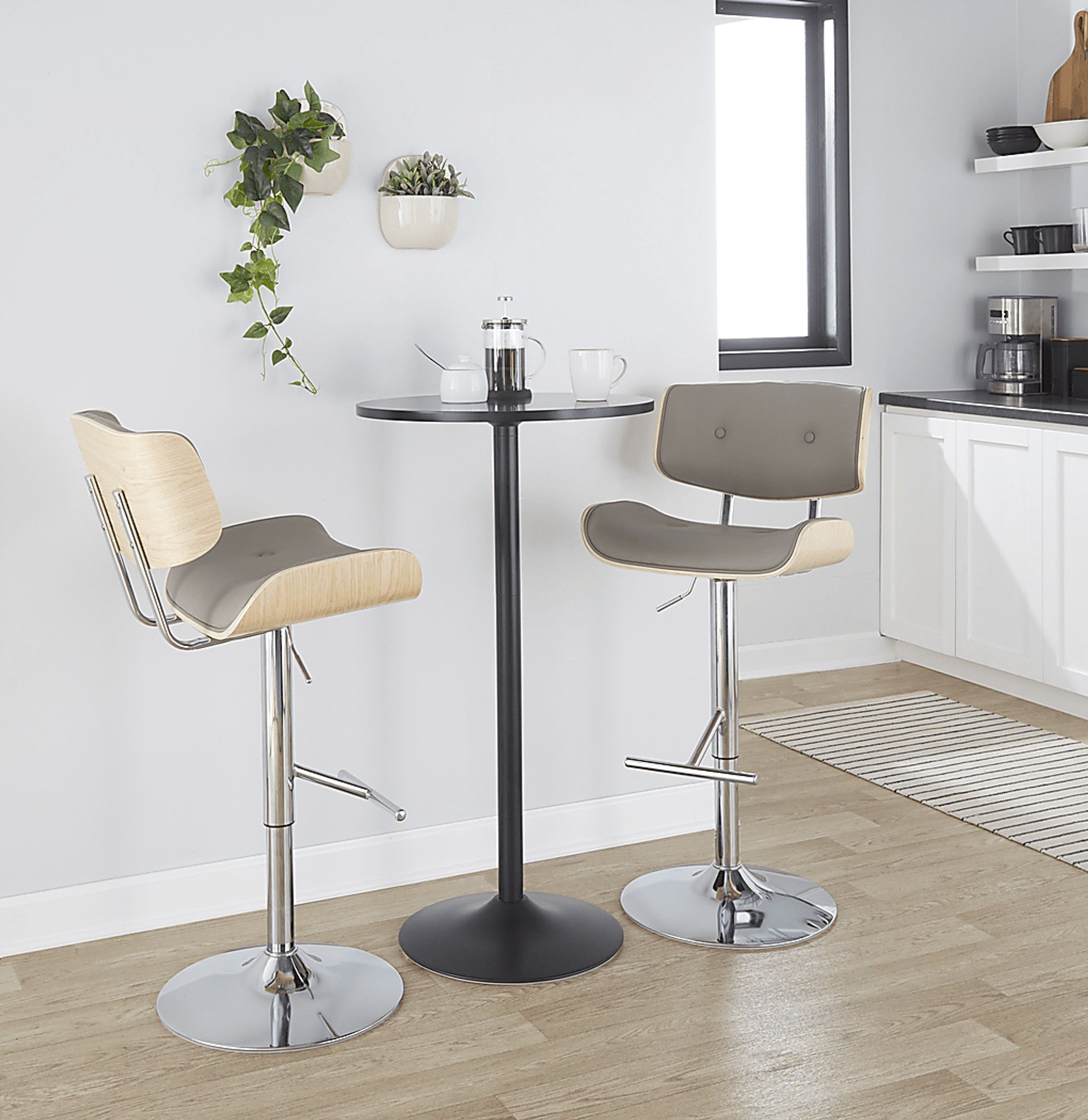 Tesshire III Light Gray Adjustable Barstool, Set of 2 - Image 3