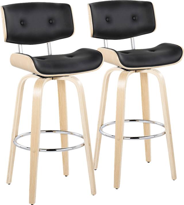 Tesshire IV Black Swivel Barstool, Set of 2 - Thumbnail - Image 1