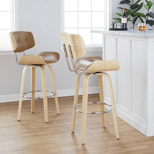 Tesshire IV Camel Swivel Barstool, Set of 2 - Thumbnail - Image 2
