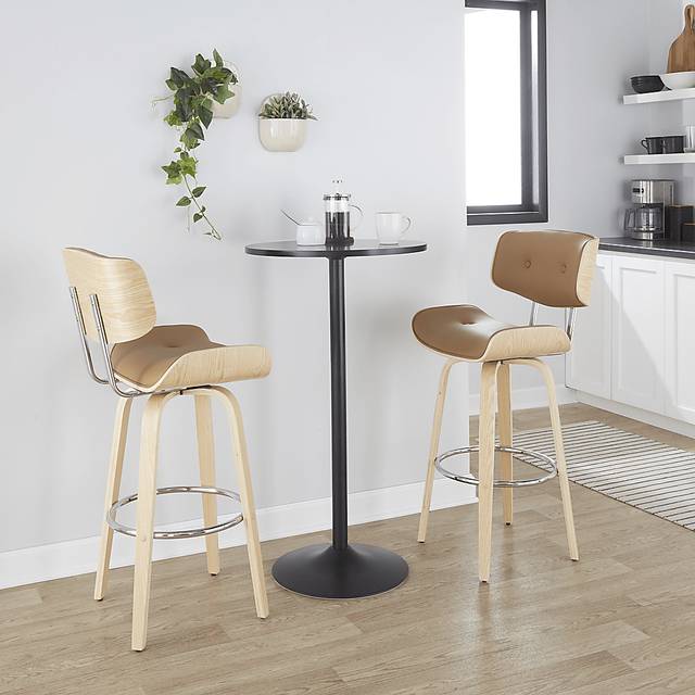 Tesshire IV Camel Swivel Barstool, Set of 2 - Thumbnail - Image 4