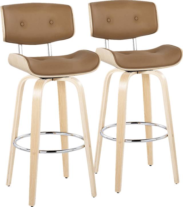 Tesshire IV Camel Swivel Barstool, Set of 2 - Thumbnail - Image 1