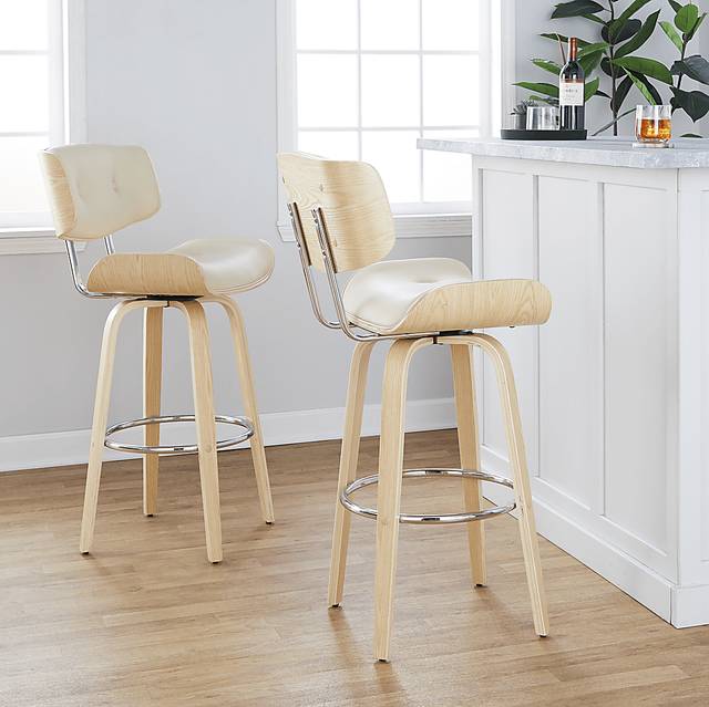 Tesshire IV Cream Swivel Barstool, Set of 2 - Thumbnail - Image 2