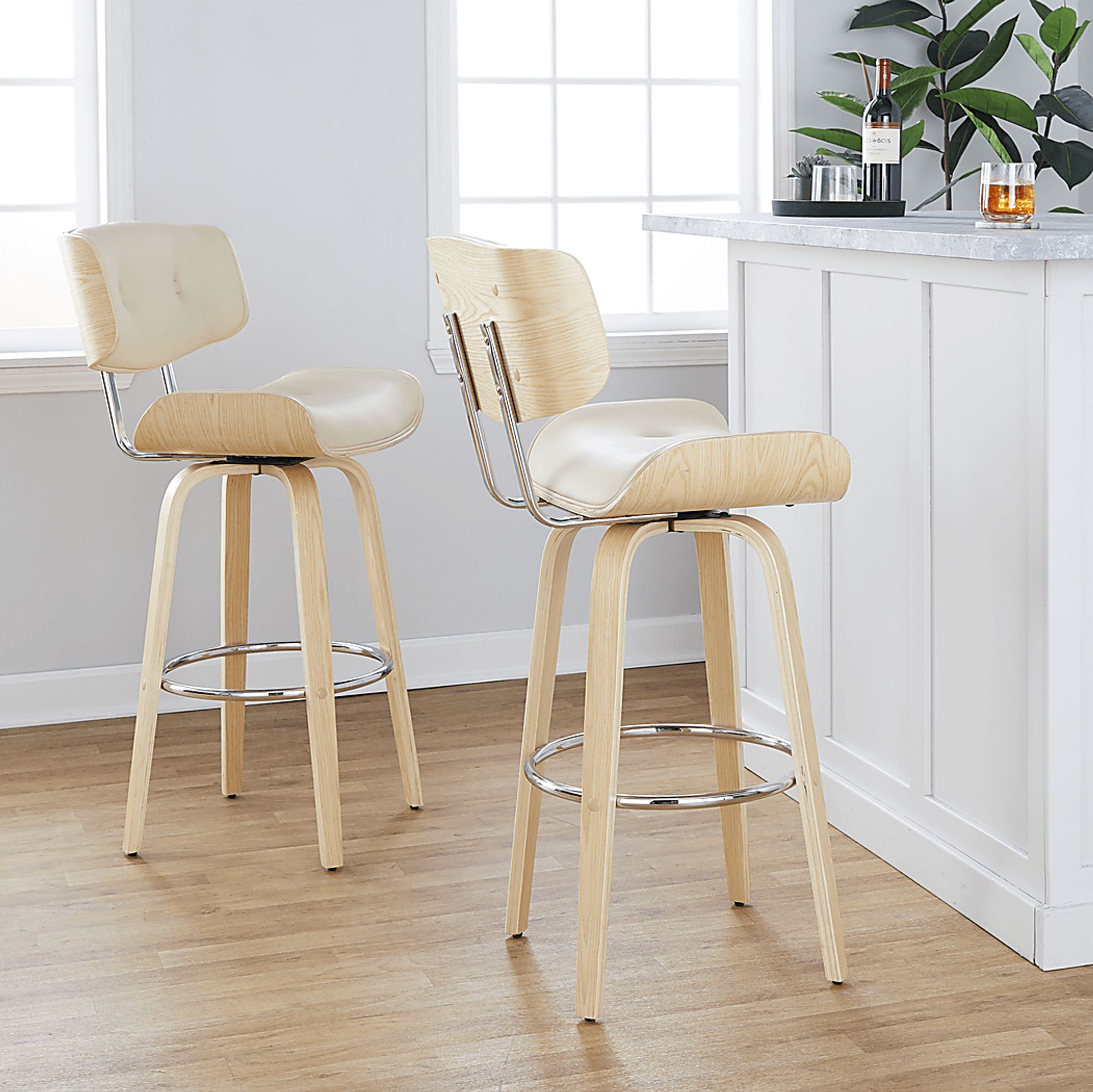 Tesshire IV Cream Swivel Barstool, Set of 2 - Image 2