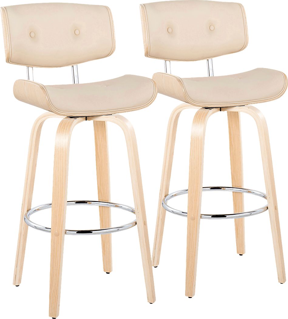 Tesshire IV Cream Swivel Barstool, Set of 2