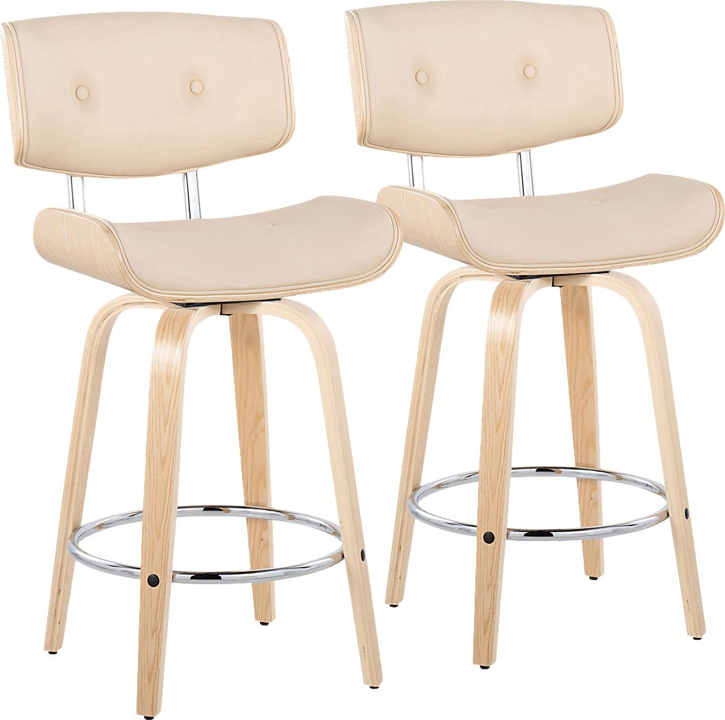 Tesshire IV Cream Swivel Counter Height Stool, Set of 2