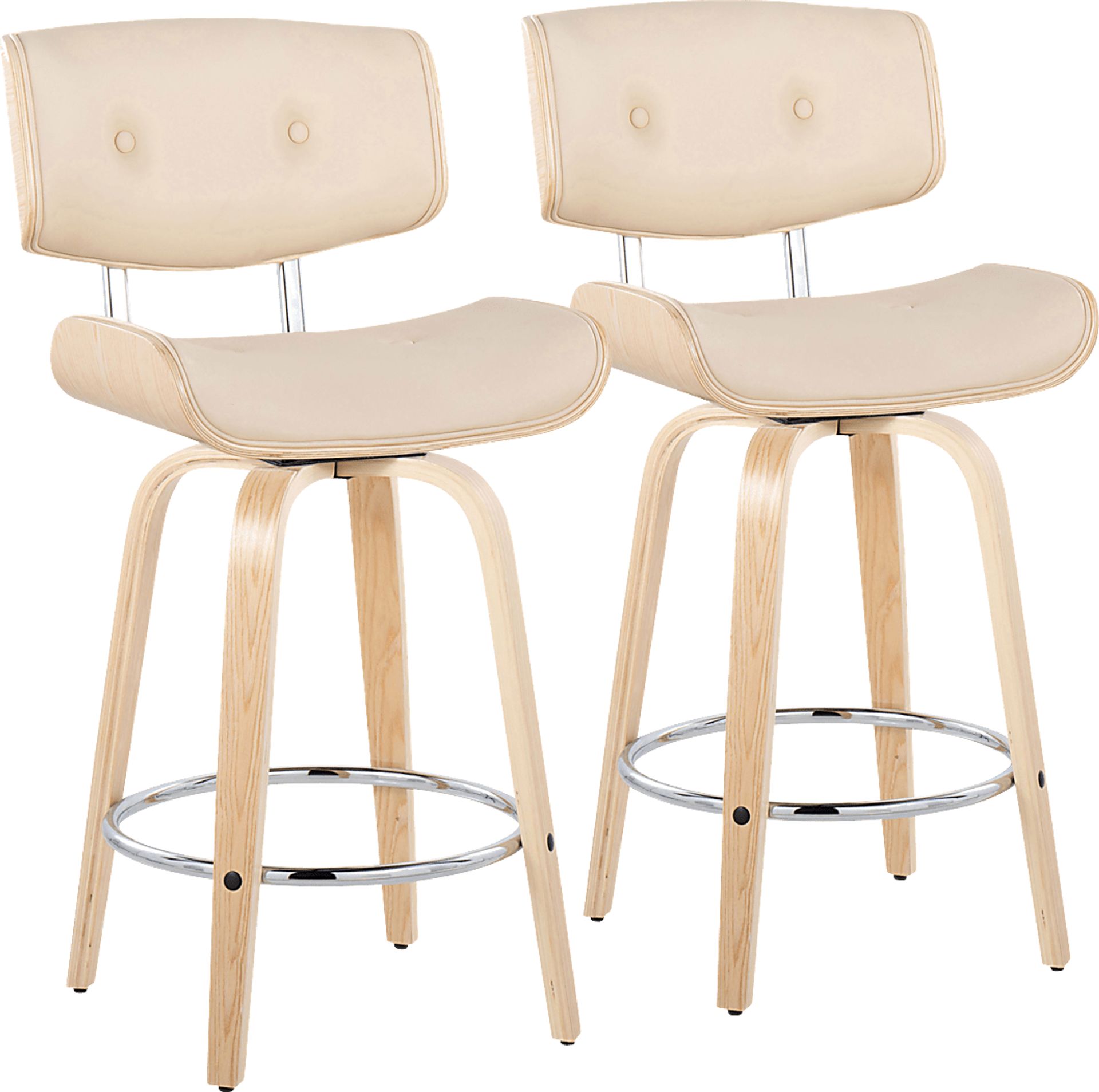 Tesshire IV Cream Swivel Counter Height Stool, Set of 2 - Image 1