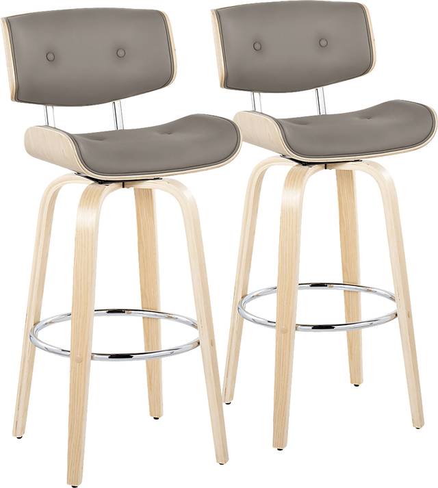 Tesshire IV Light Gray Swivel Barstool, Set of 2 - Thumbnail - Image 1
