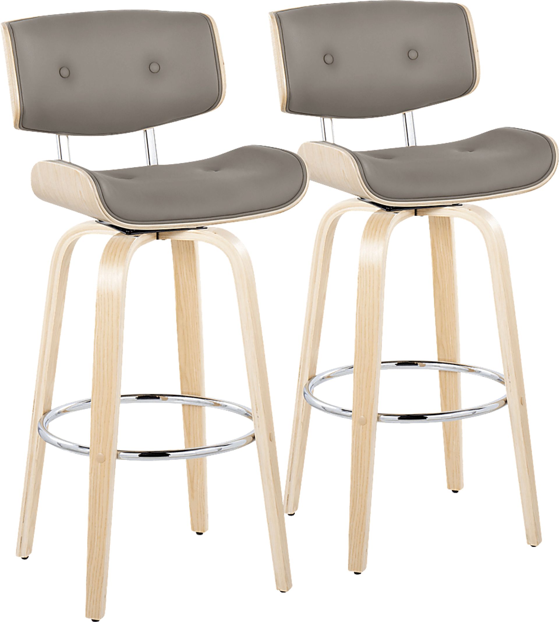 Tesshire IV Light Gray Swivel Barstool, Set of 2 - Image 1