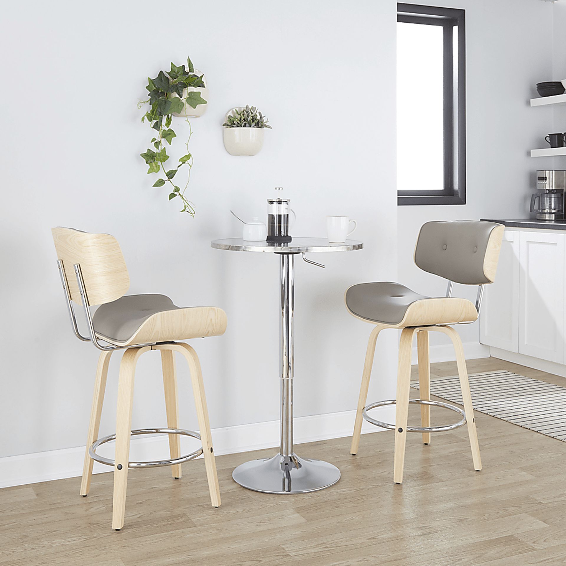 Tesshire IV Light Gray Swivel Counter Height Stool, Set of 2 - Image 3