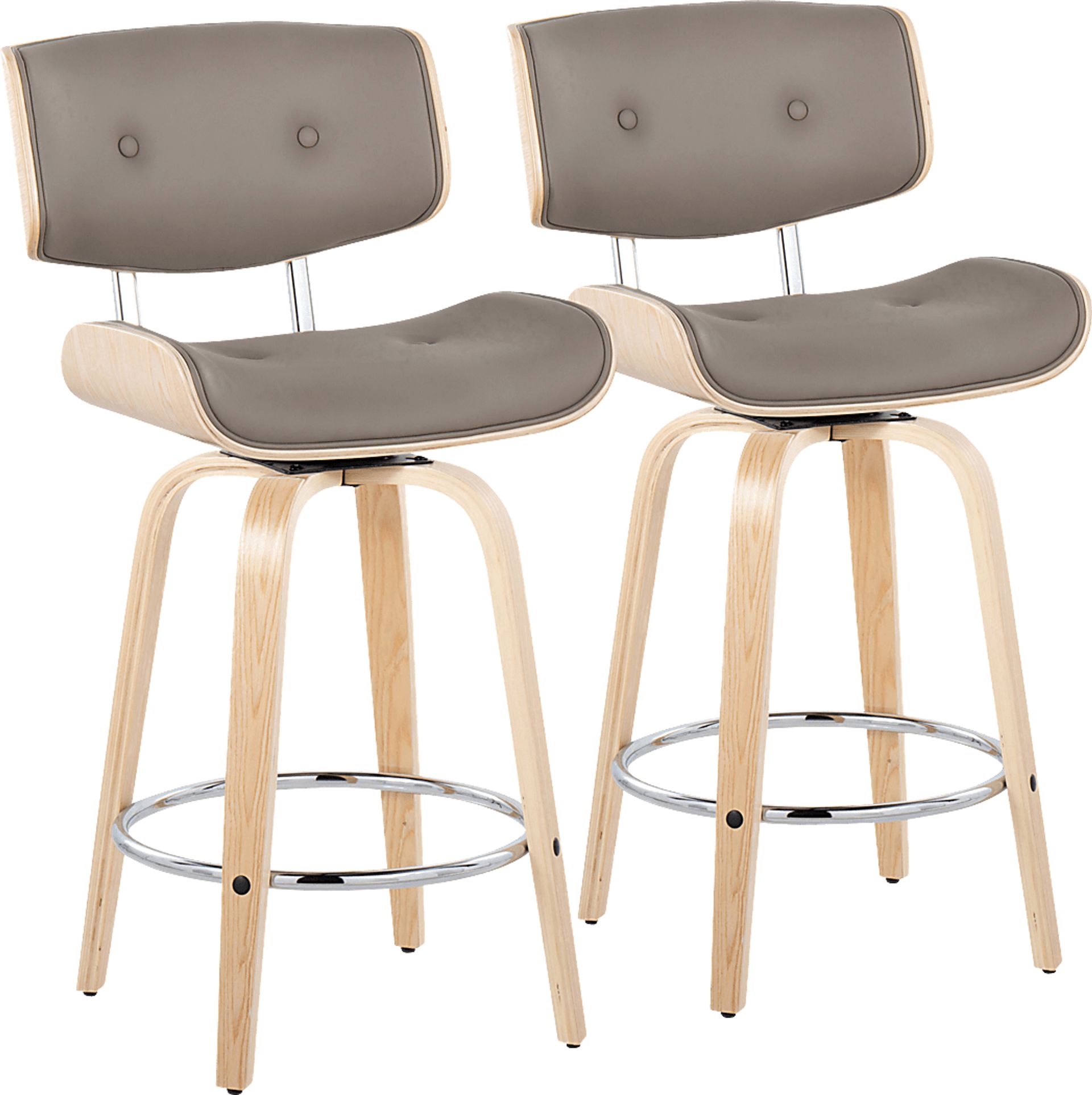 Tesshire IV Light Gray Swivel Counter Height Stool, Set of 2 - Image 1