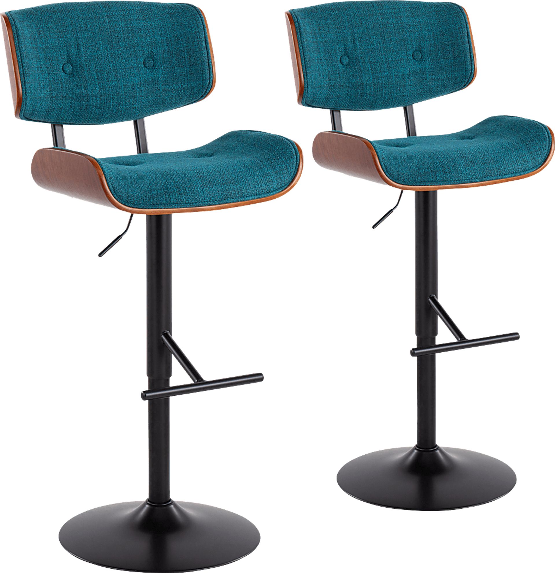 Tesshire Teal Adjustable Barstool, Set of 2 - Image 1