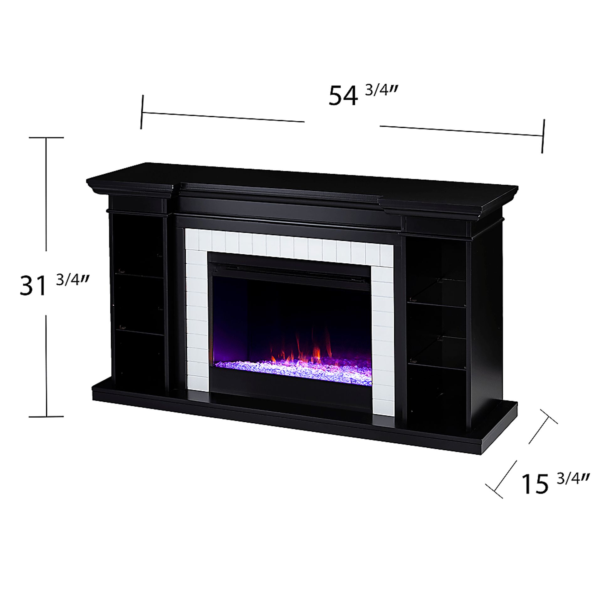Tessman I Black 54 in. Console, With Color Changing Electric Fireplace - Image 3