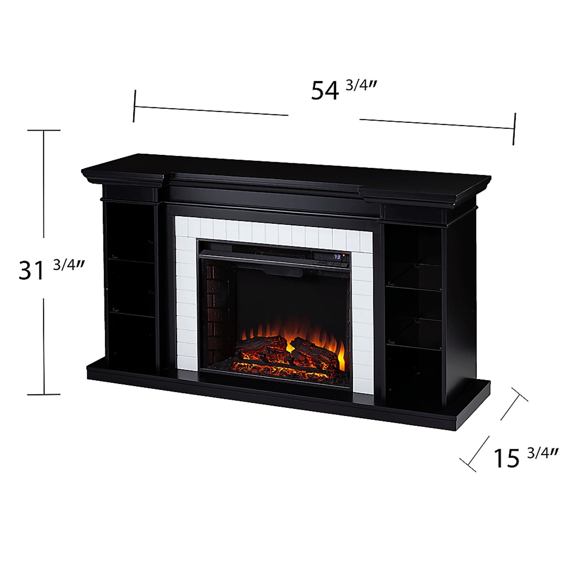 Tessman II Black 54 in. Console, With Electric Fireplace - Image 3