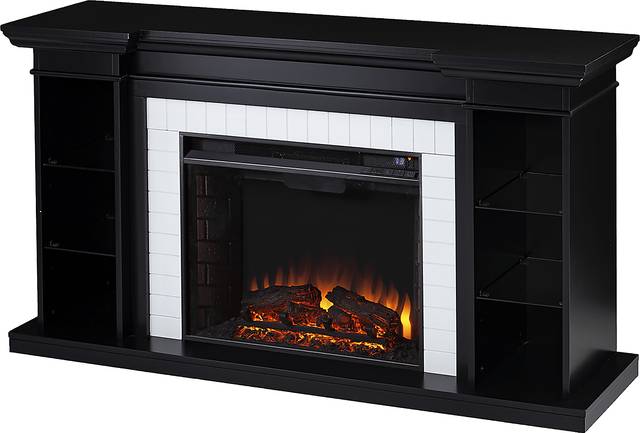 Tessman II Black 54 in. Console, With Electric Fireplace - Thumbnail - Image 1