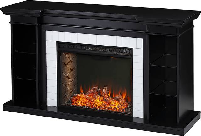 Tessman III Black 54 in. Console, With Smart Electric Fireplace - Thumbnail - Image 1
