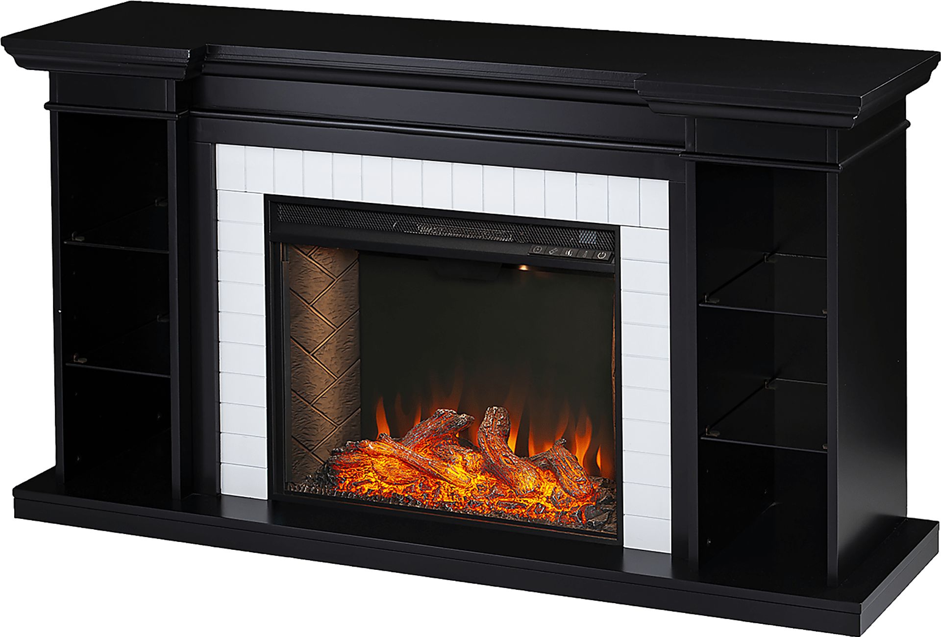 Tessman III Black 54 in. Console, With Smart Electric Fireplace - Image 1