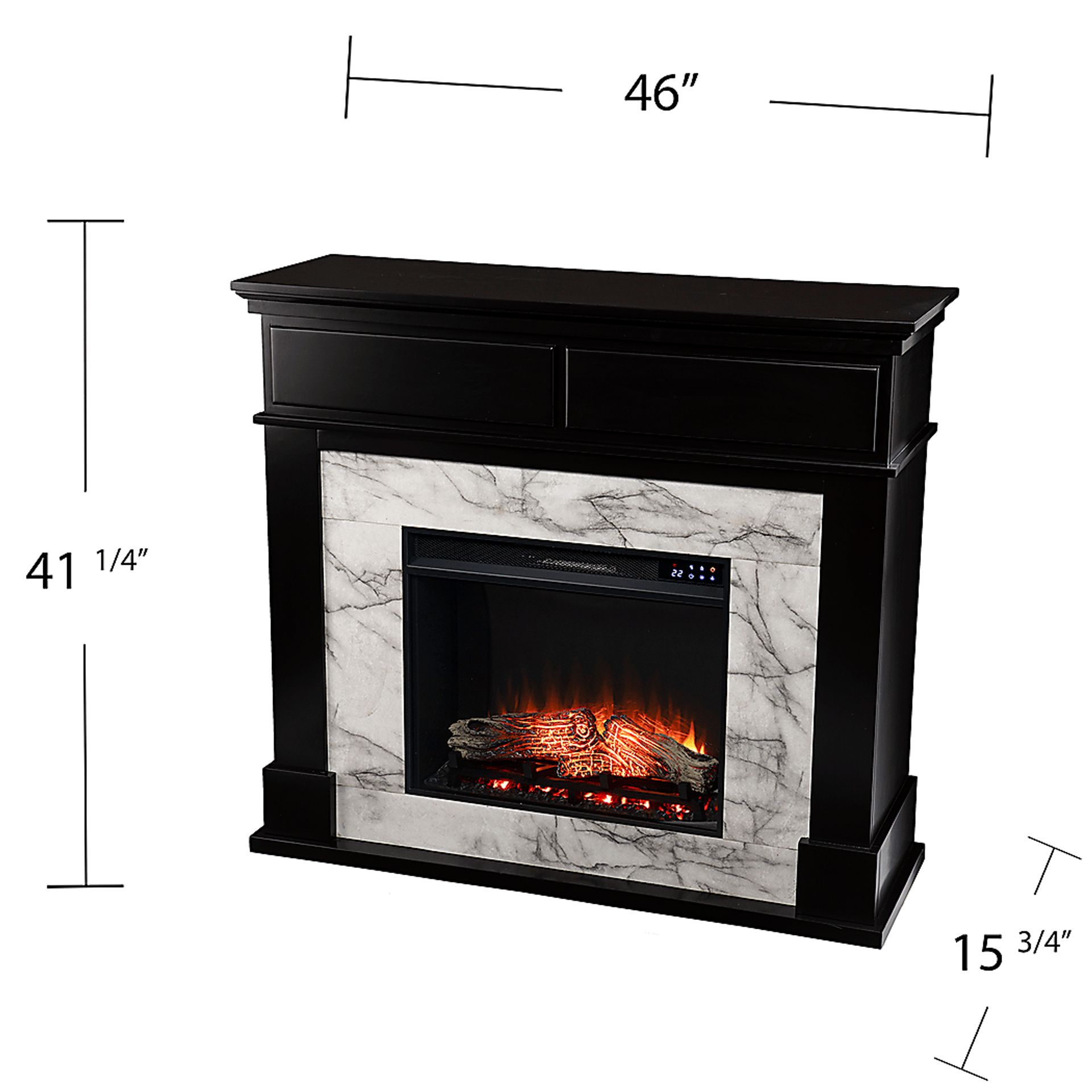 Tetbury IV Black 46 in. Console With Touch Panel Fireplace - Image 6