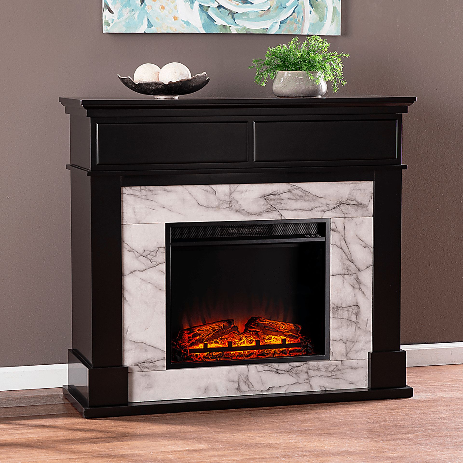 Tetbury V Black 46 in. Console with Electric Fireplace - Image 2