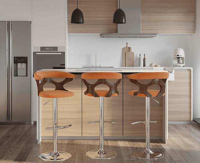 Teurville Orange Adjustable Barstool, Set of 2 - Thumbnail - Image 2