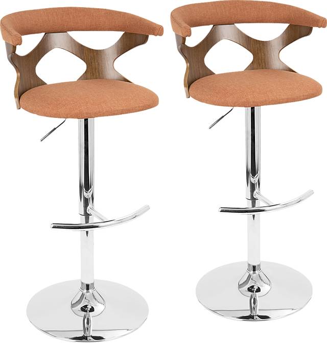 Teurville Orange Adjustable Barstool, Set of 2 - Thumbnail - Image 1