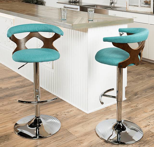 Teurville Teal Adjustable Barstool, Set of 2 - Thumbnail - Image 2