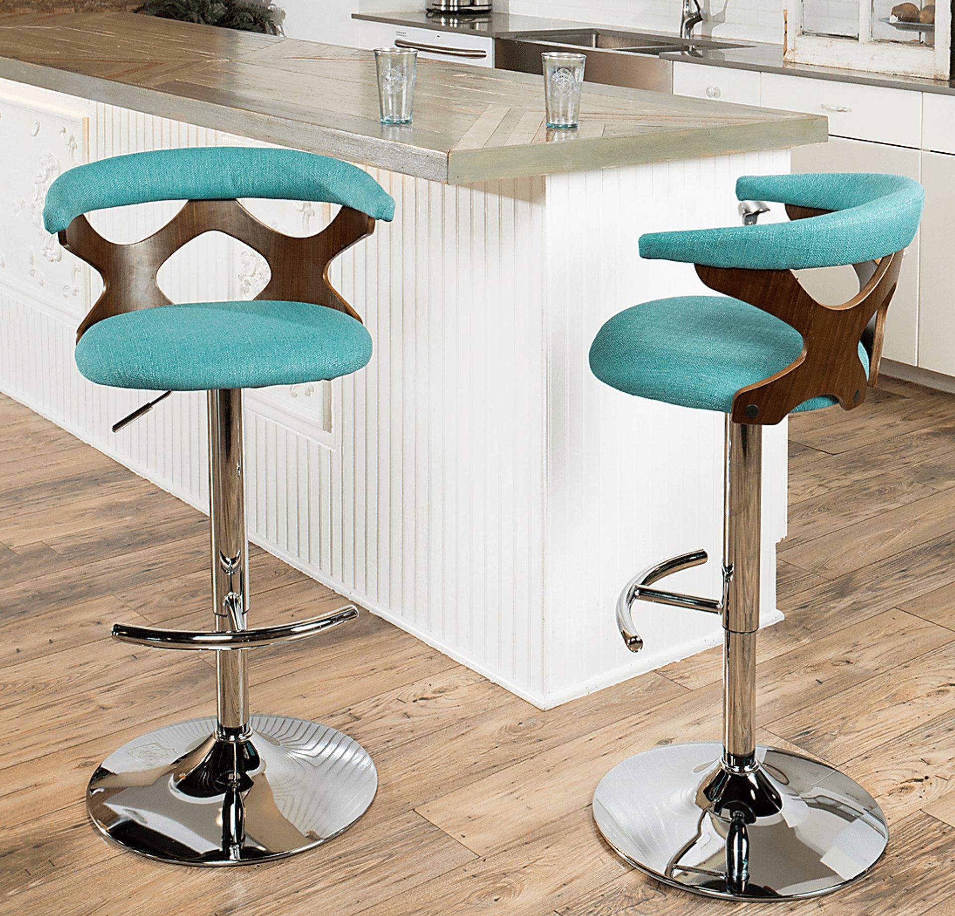 Teurville Teal Adjustable Barstool, Set of 2 - Image 2