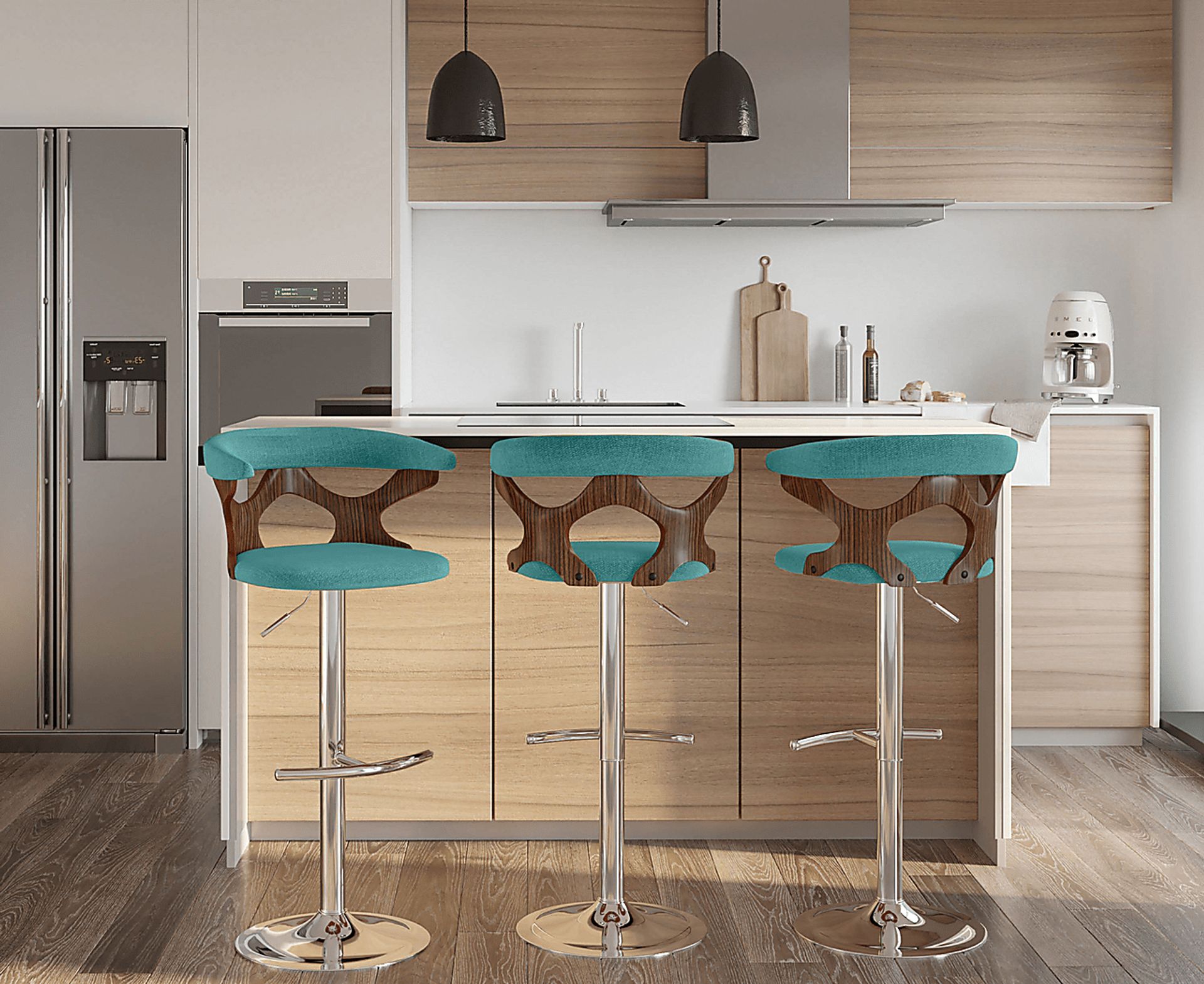 Teurville Teal Adjustable Barstool, Set of 2 - Image 3