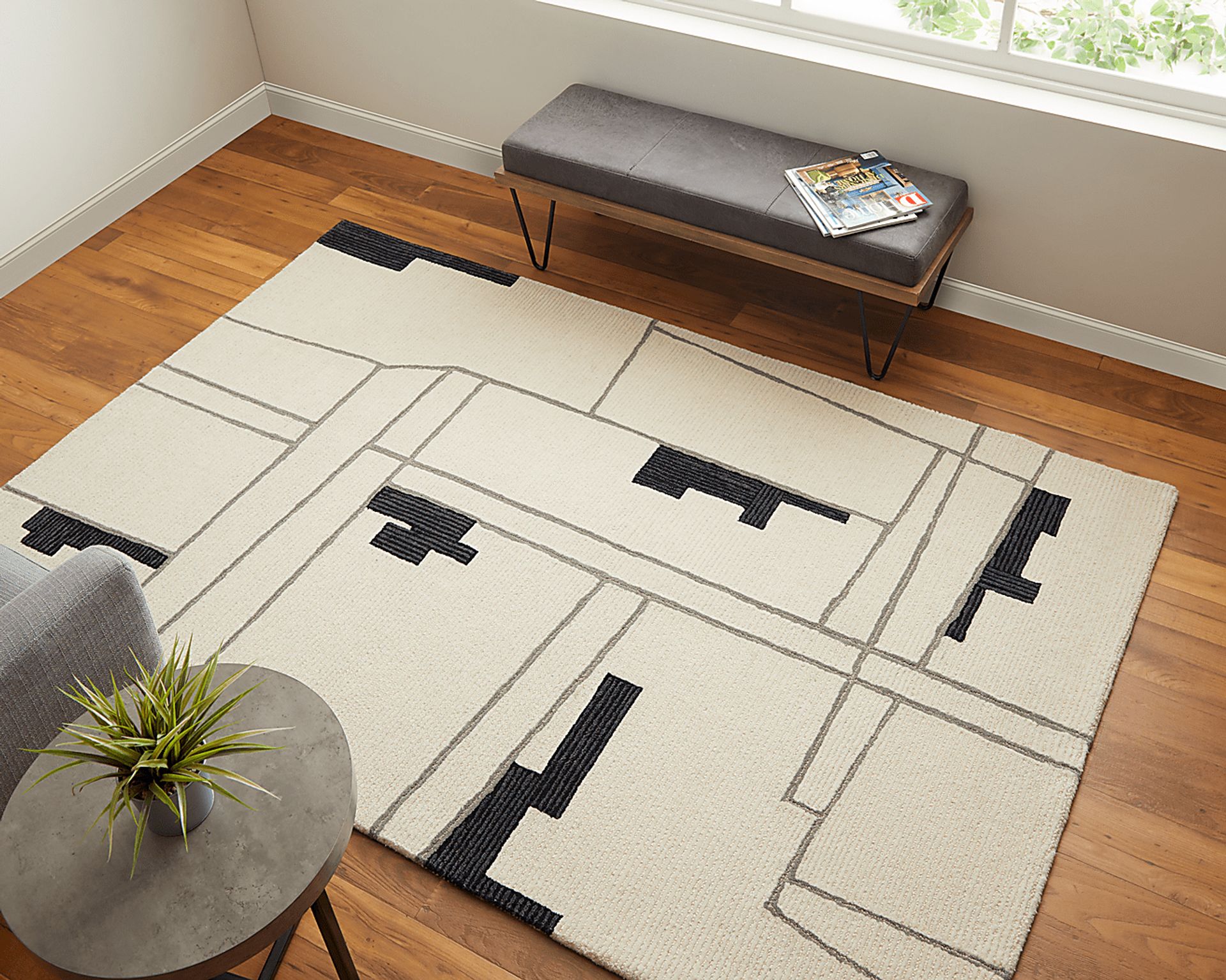 Thasea Ivory/Black 5' x 8' Rug - Image 4