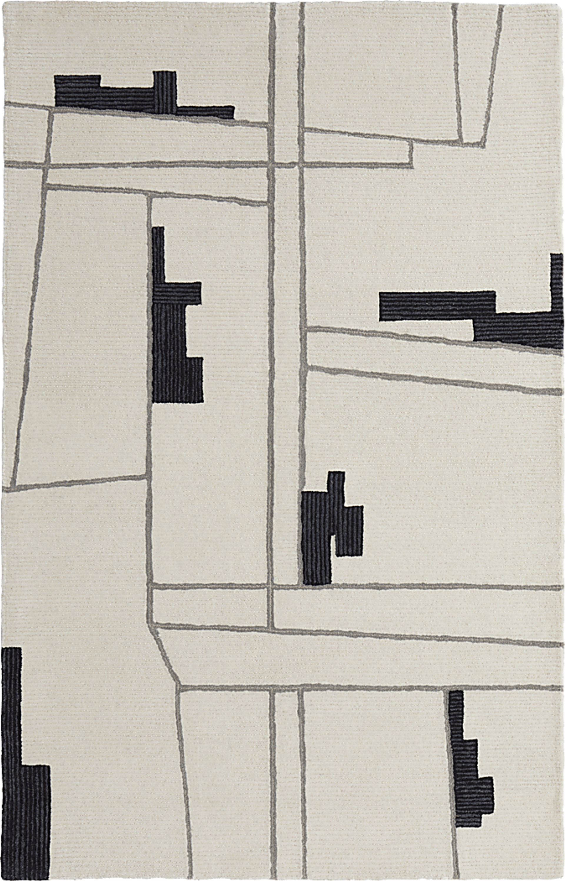 Thasea Ivory/Black 5' x 8' Rug - Image 1