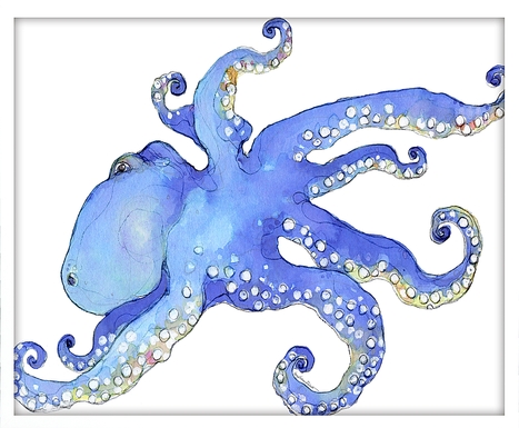 The Blue Octopus Framed Artwork