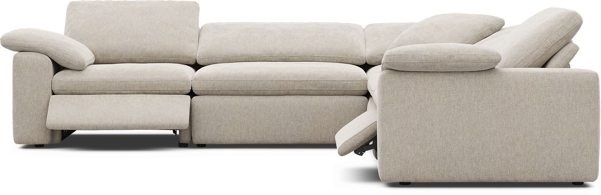 The Flow Gray 5 Pc Dual Power Reclining Sectional - Image 4