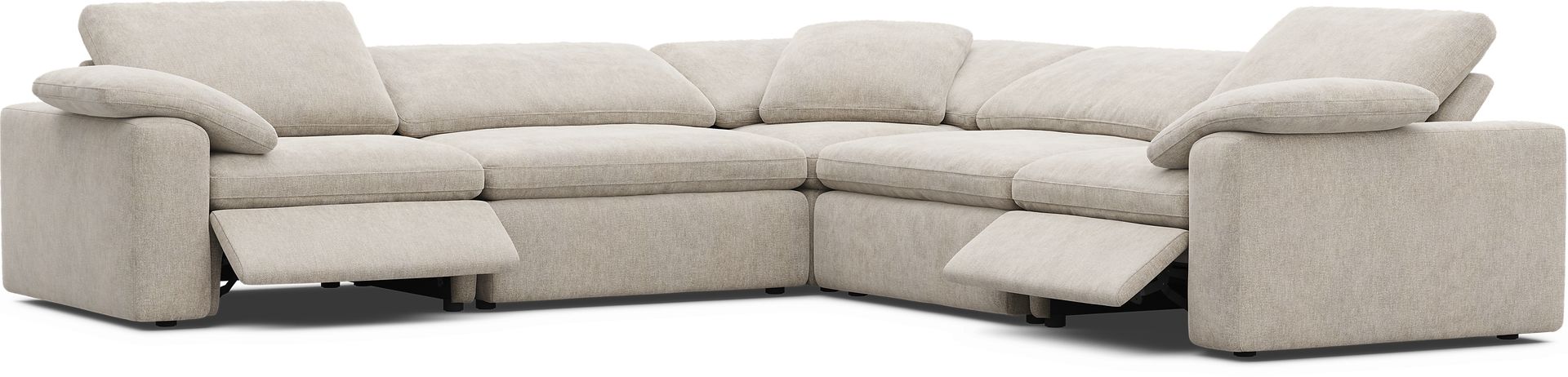 The Flow Gray 5 Pc Dual Power Reclining Sectional - Image 1