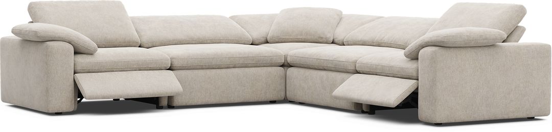The Flow Gray 5 Pc Dual Power Reclining Sectional