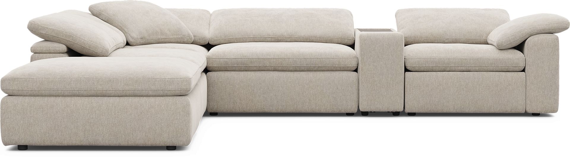 The Flow Gray 6 Pc Dual Power Reclining Sectional with Console - Image 3