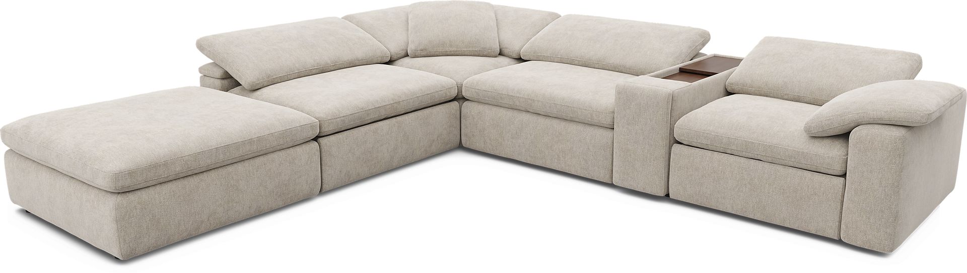 The Flow Gray 6 Pc Dual Power Reclining Sectional with Console - Image 4