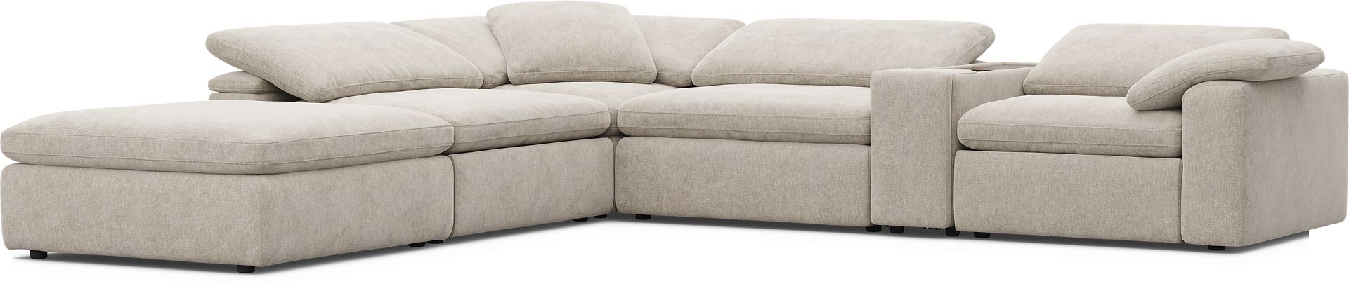 The Flow Gray 6 Pc Dual Power Reclining Sectional with Console - Image 1