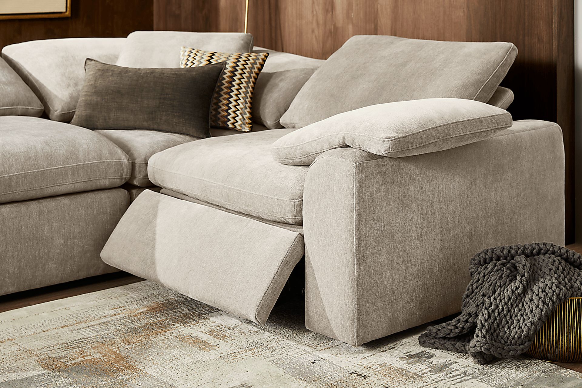 The Flow Gray 6 Pc Dual Power Reclining Sectional with Console - Image 6