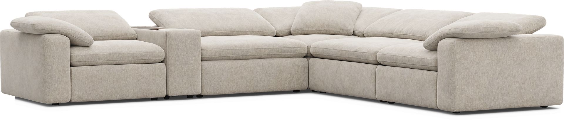 The Flow Gray 6 Pc Dual Power Reclining Sectional - Image 1