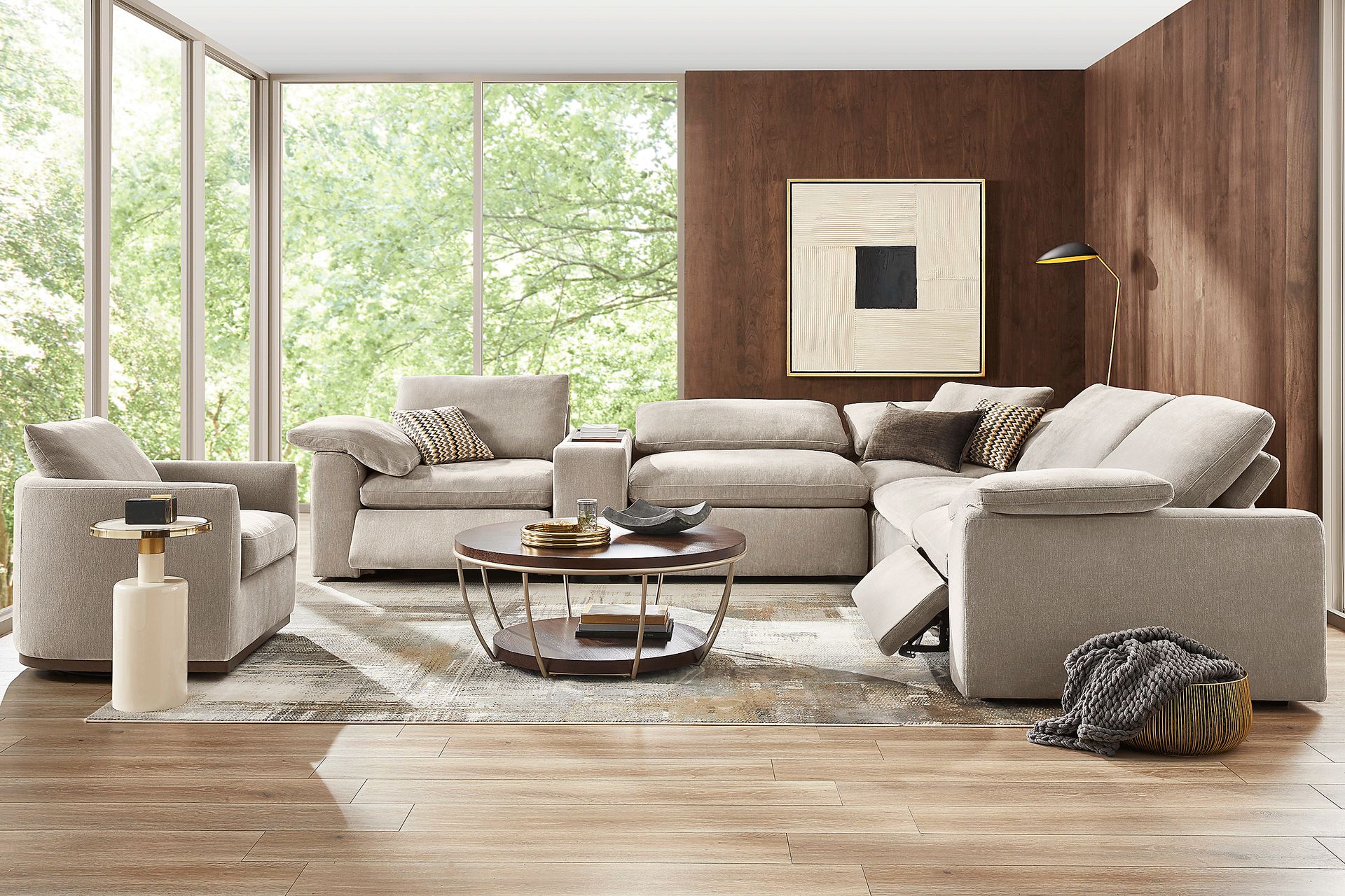 The Flow Gray 6 Pc Dual Power Reclining Sectional - Image 3