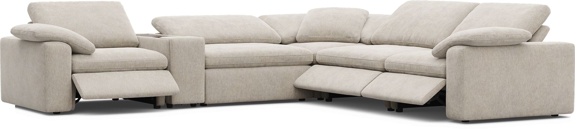 The Flow Gray 6 Pc Dual Power Reclining Sectional - Image 1